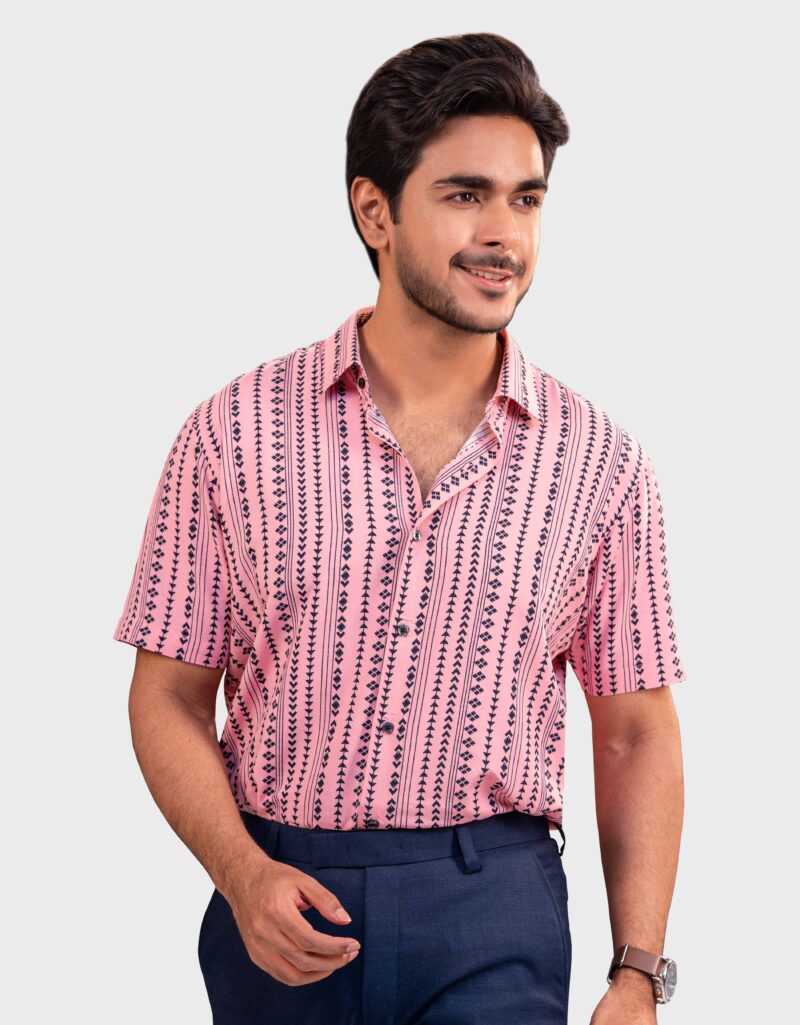 Viscose Fabric Slim Fit Half Shirt - Image 3