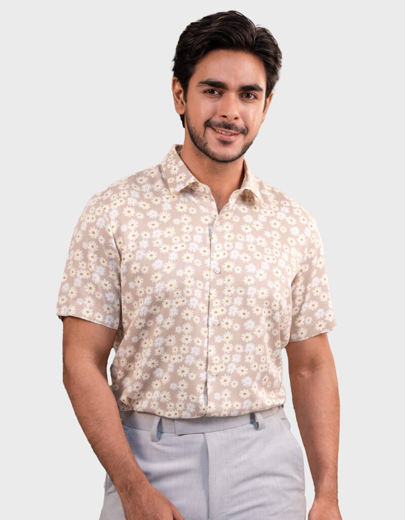 Viscose Fabric Slim Fit Half Shirt - Image 3