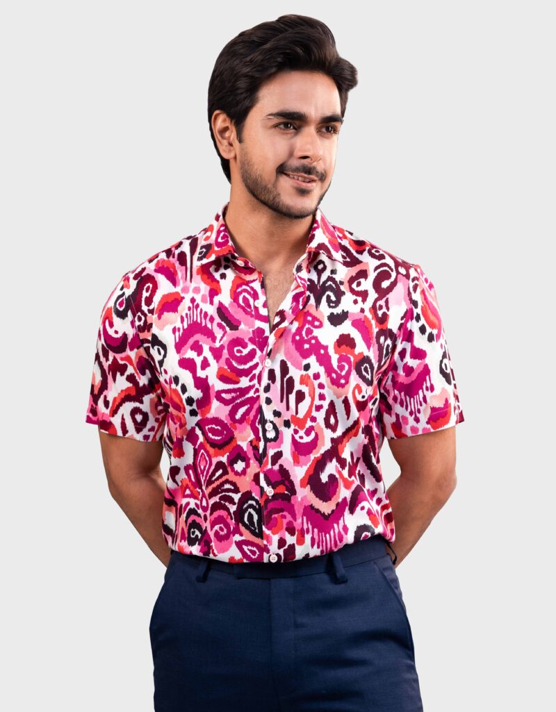 Viscose Fabric Slim Fit Half Shirt