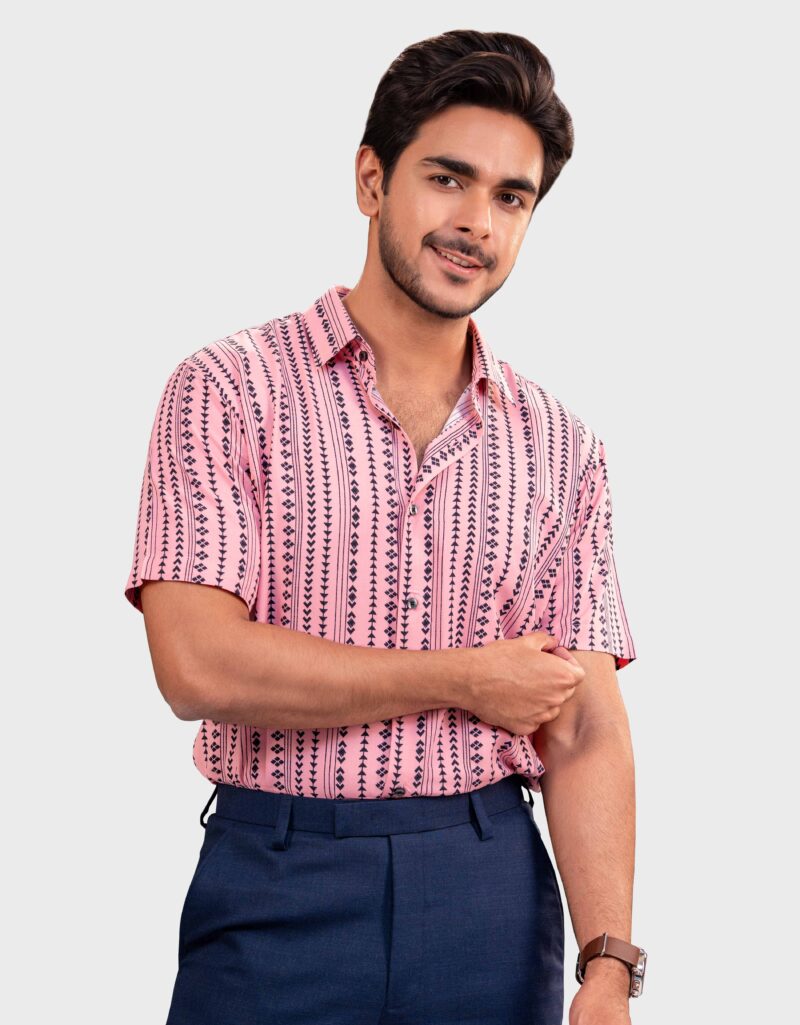 Viscose Fabric Slim Fit Half Shirt