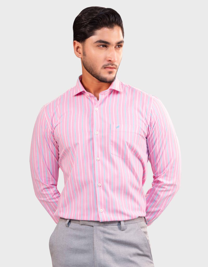 Stripe Fine Cotton Relax Fit Full Shirt - Image 3