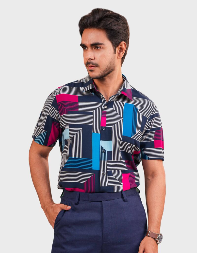Viscose Fabric Slim Fit Half Shirt