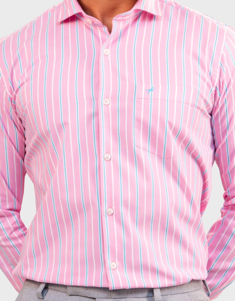 Stripe Fine Cotton Relax Fit Full Shirt - Image 2