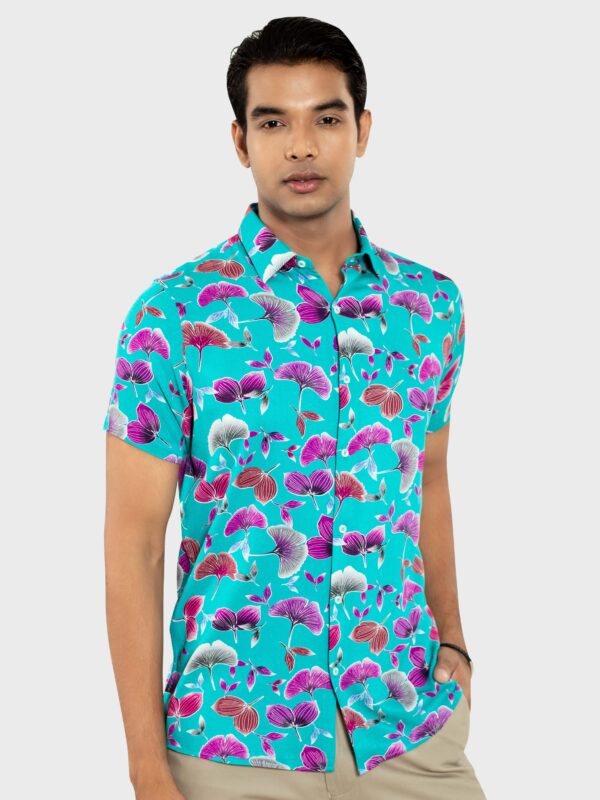Digital Print Slim Fit Half Shirt