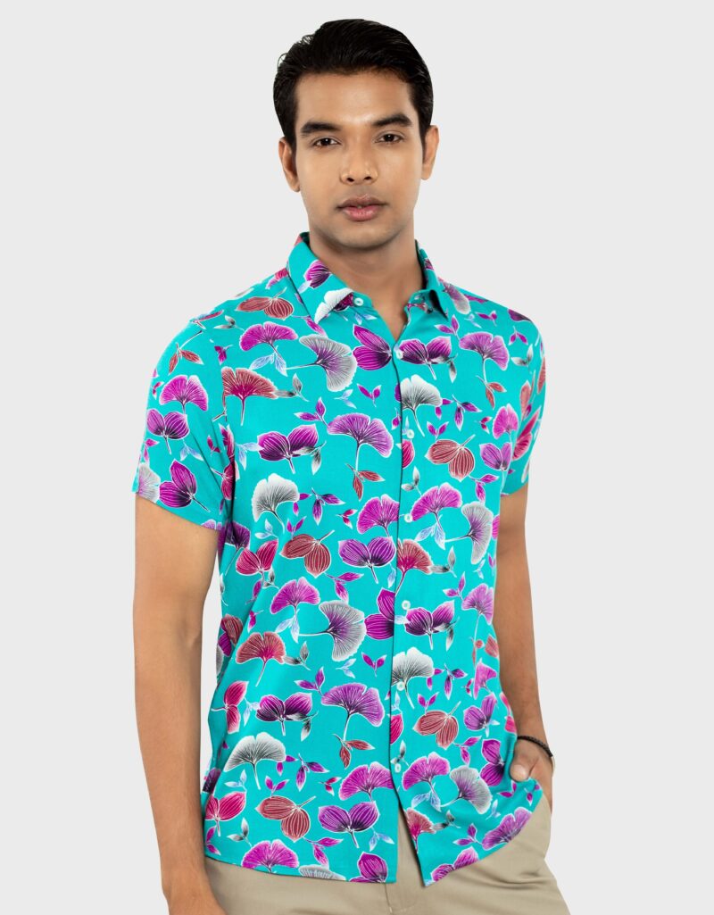 Digital Print Slim Fit Half Shirt
