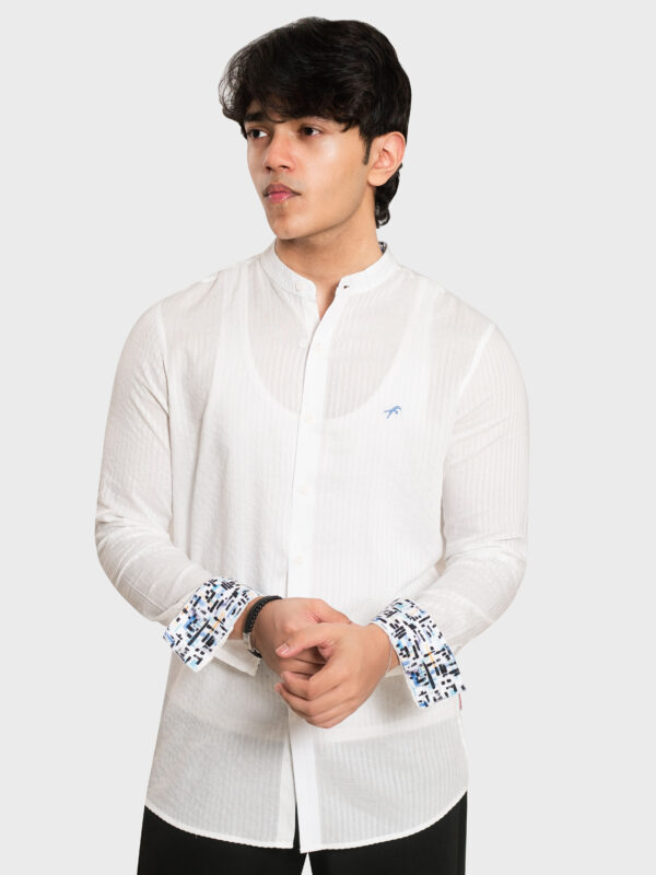 Premium Amboss Cotton Band Collar Slim Fit Full Shirt