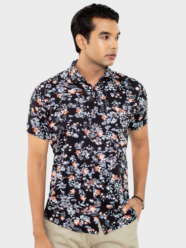 Viscose Print Slim Fit Half Shirt