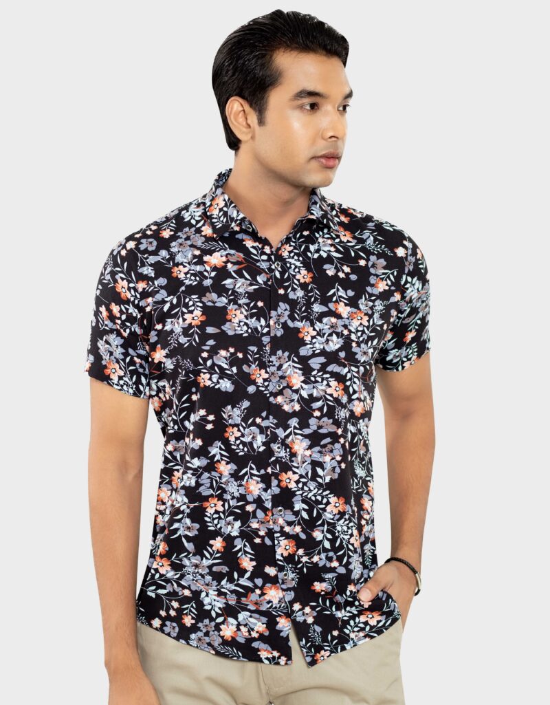 Viscose Print Slim Fit Half Shirt