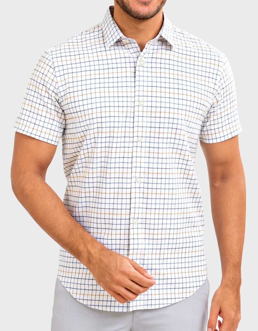 Premium Checked Relaxed-Fit Half Shirt 1 Premium Checked Relaxed-Fit Half Shirt