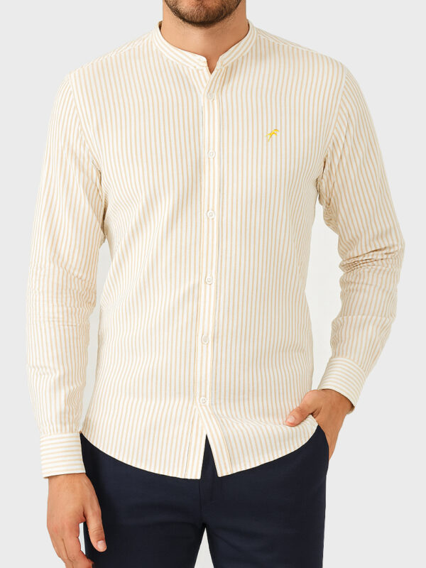 Home 12 Premium Amboss Cotton Band Collar Slim Fit Full Shirt