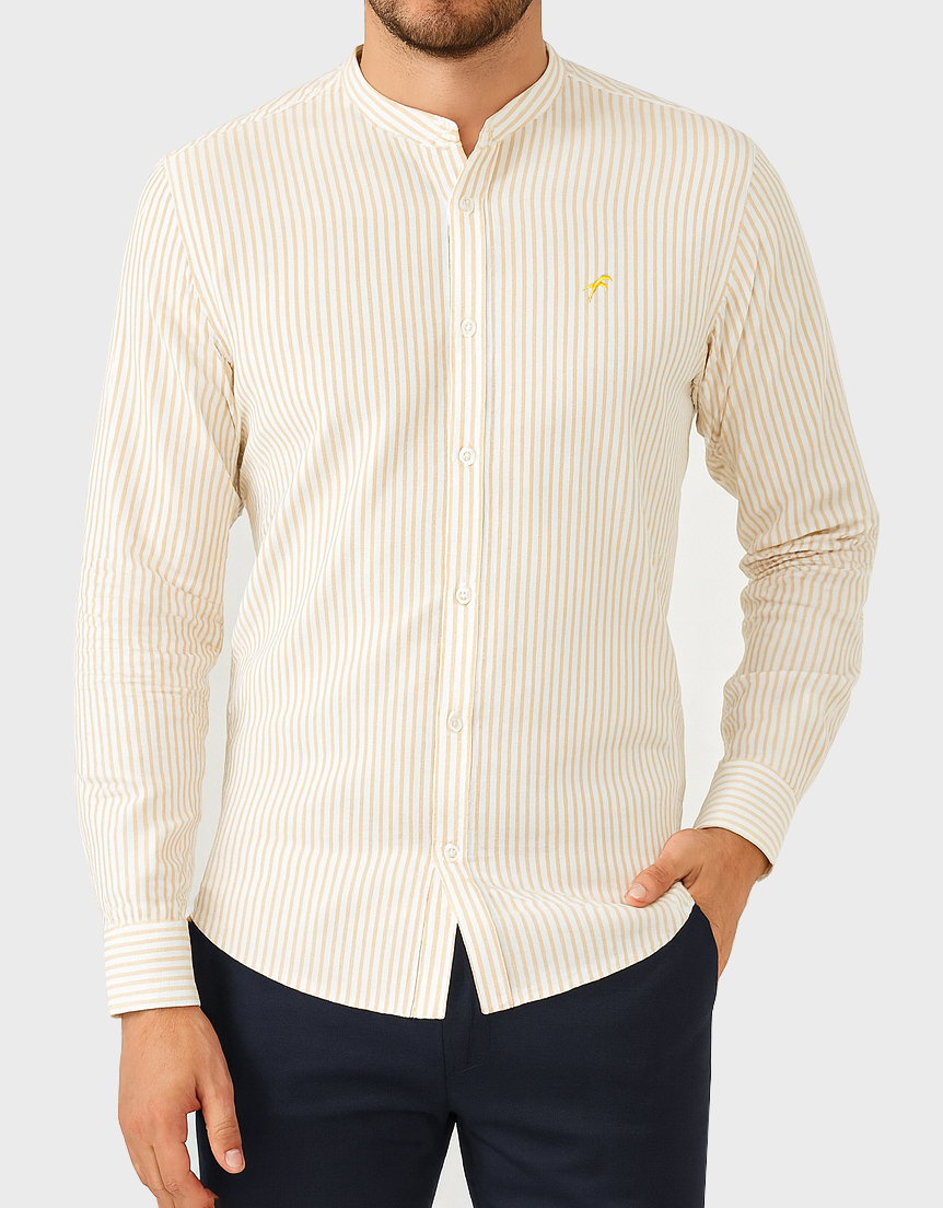 Premium Amboss Cotton Band Collar Slim Fit Full Shirt 1 Premium Amboss Cotton Band Collar Slim Fit Full Shirt