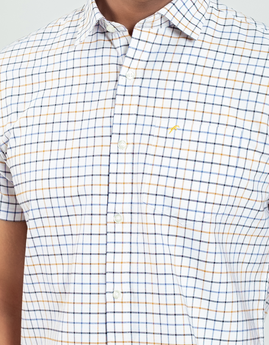 Premium Checked Relaxed-Fit Half Shirt 2 Premium Checked Relaxed-Fit Half Shirt - Image 2