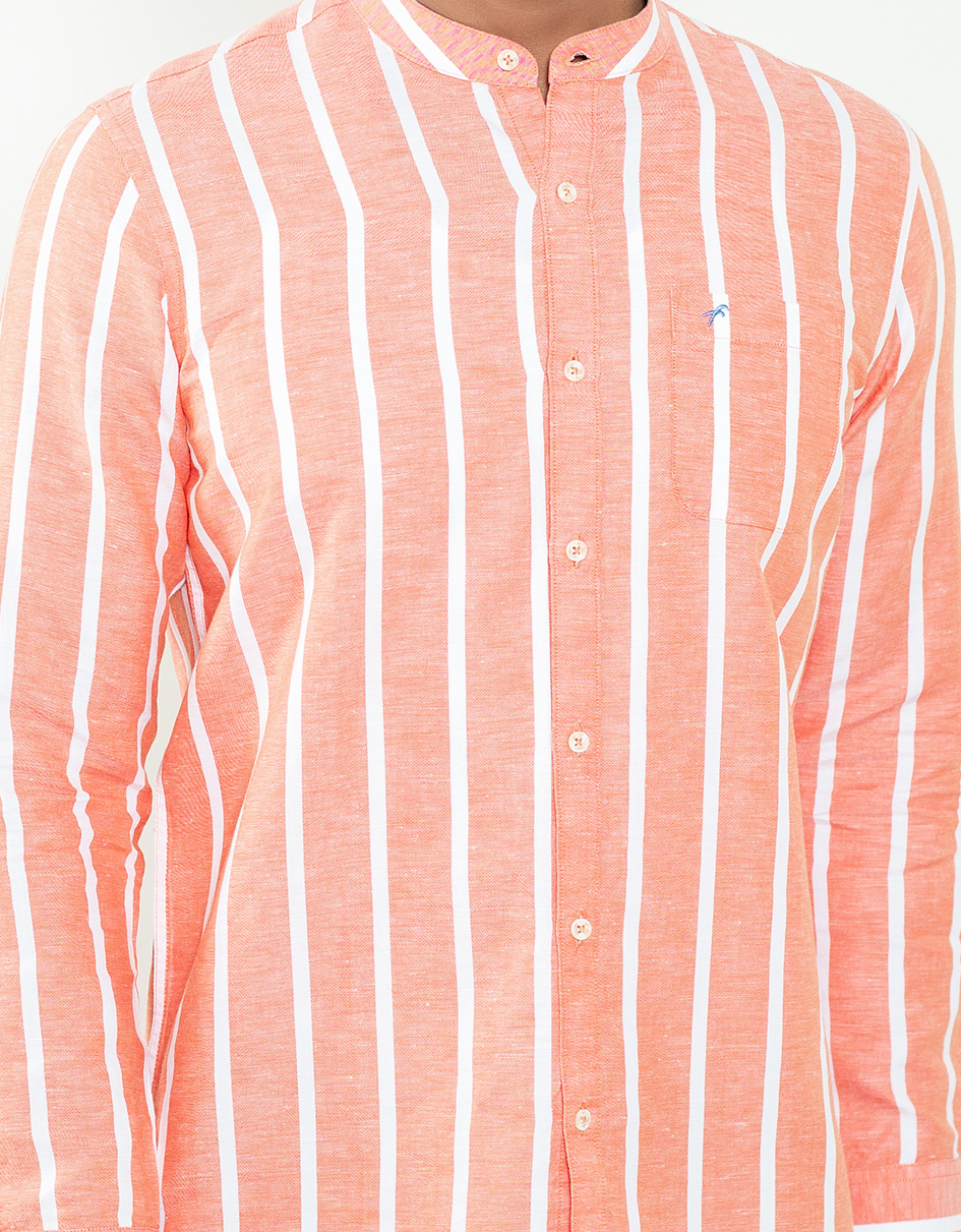 Premium Remi Cotton Band Collar Slim Fit Full Shirt 2 Premium Remi Cotton Band Collar Slim Fit Full Shirt - Image 2