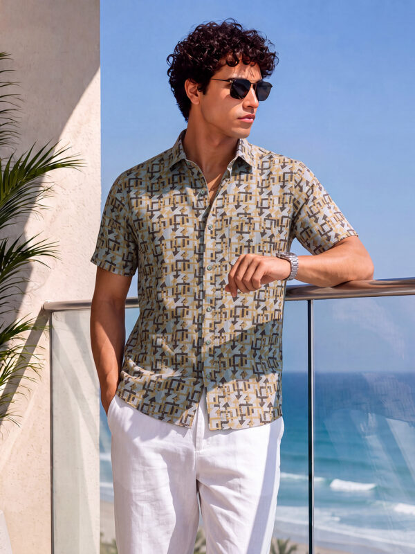 Arvind Digital Printed Relax Fit Half Shirt