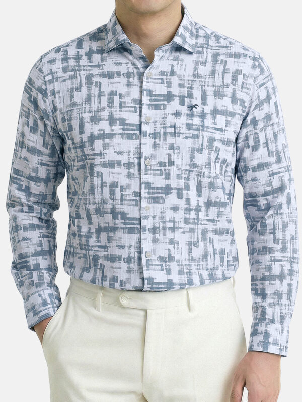 Digital Print Bamboo Cotton Slim Fit Full Shirt