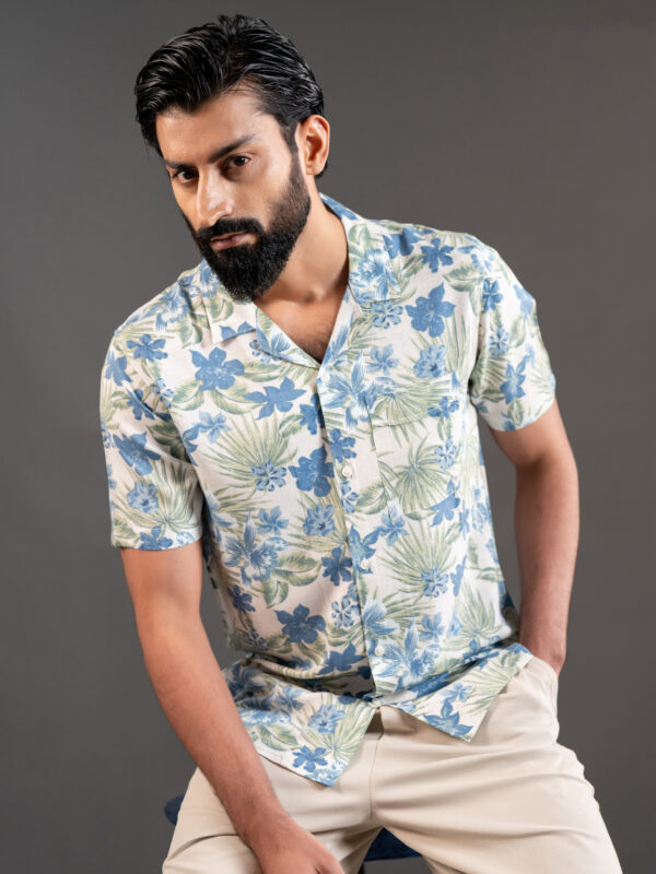 Home 14 Cuban Collar Slim Fit Half Shirt